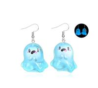 Glow in the Dark Ghost Earrings for Women Halloween Ghost Earrings Cute 3D Ghosts Earring Dangle Halloween Costumes Woman 2025, Zinc, No Gemstone