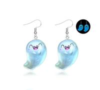 Glow in the Dark Ghost Earrings for Women Halloween Ghost Earrings Cute 3D Ghosts Earring Dangle Halloween Costumes Woman 2025, Zinc, No Gemstone