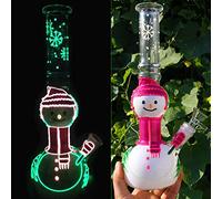 Glow-in-the-Dark Glass Bong - Thick Water Pipe with Ice Catcher, 14.4mm Bowl & Downstem | Portable, Easy Clean, Cartoon Design | Bong Dab Rig, Hookah, Shisha Pipe Alternative (30cm Red bongs)