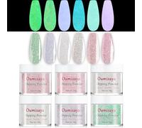 Glow in the dark Glitter Nail Dip Powder Pink White Colors Set