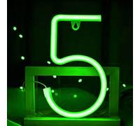 Glow in The Dark Green Numbers Neon Light - Low Voltage USB LED Sign for Birthday Decorations Home Theater Lighting Bar Counter & Party Photo Props（No.5）