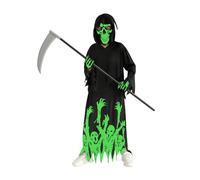 Glow In The Dark Grim Reaper Costume Kids Boys Girls Halloween Scary Ghost Death Costume with Scythe/Mask/Gloves,Fancy Dress for Kids 4t 5t 6-8 8-10 10-12 12-14 Years