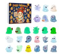 Glow In The Dark Halloween Advent Calendar,Mini Ghost Figures with Box,Mystery Desktop Ornament Advents Calendar Christmas 3D Countdown Set,Desk, Home Decorate