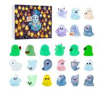 Glow In The Dark Halloween Advent Calendar,Mini Ghost Figures with Box,Mystery Desktops Ornament Advents Calendars Christmas 3D Countdown Set,Desk, Home Decorate