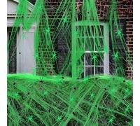 Glow in the Dark Halloween Decorations, 100g Fluorescent Spider Webs and 20Pcs Fake Spiders and 20Pcs Fluorescent Spiders for Creepy Halloween Party Supplies Indoor Outdoor