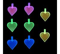 Glow in The dark heart tag 8 Pack with 4 Colors Original Silent Heart Design Silicone Pet Tag,Custom Heart ID Dog Tags,Engraved on Both Sides,No Noise and No Jingle