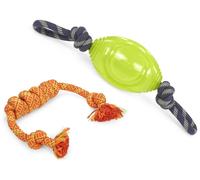Glow In The Dark HI VIS Rope And Rugby Ball Dog Toy Bundle