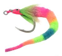 Glow in the Dark Hook with Colorful Long Tail and 3D Fish Eye for Better Line Alignment and Targeted Lure Action (7/0#)