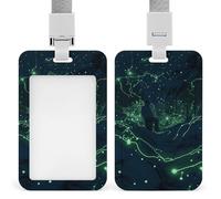 Glow in The Dark Id Badge Holder with Lanyard, Clear Vertical Card Protector Waterproof, Breakaway Safety Neck Strap, Heavy Duty Name Tag Holder for Nurse Teacher Officer Staff Women Men