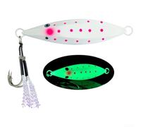 Glow in the Dark Iron Jig Sinking Lure 60g 80g Slow Sinking with 3D Realistic Eyes and Hooks for Night and Deep Water Use (80g A)