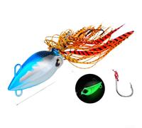 Glow In The Dark Jig Head Lure With 3d Eyes And Silicone Skirt For Deep Sea Slow Jigging Night Fishing Tackle Color A(40g Color E)