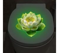 Glow in the Dark Lotus Toilet Decal| Removable Vinyl Sticker for Bathroom Decor| Self-Adhesive Floral Wall Tattoo with Night Light Effect| Green PVC Decoration