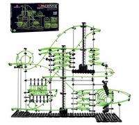 Glow in The Dark Marble Roller Coaster Kit Level 7 Model, 867 PCS DIY Building Maze Game with 7 Steel Balls for Adults and Teens Creative Project and Home Decoration Gift