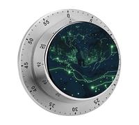 Glow in The Dark Mechanical Kitchen Timer 60 Minute Wind Up Countdown Clock with Magnetic Back Loud Alarm Stainless Steel Manual Timer for Cooking Baking Classroom Home Gym