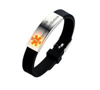 Glow in The Dark Medical Alert Bracelet, Personalised Engraved Meds Info Silicone Band