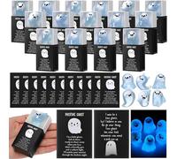 Glow in The Dark Mini Ghost Figures with Box, 18/24/36 Light-Up Ghost Figurines, Mini Resin Luminous Ghost Thank You Note Cards Party Box Set, Ghosts Figures for Halloween Miniature Decoration (36PCS)
