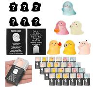 Glow in The Dark Mini Ghost Figures with Box,Light-Up Ghost Figurines in 6 Designs with Thank You Card,Resin Miniature Cute Halloween Luminous Tiny Assorted Spooky Figurines,for Halloween Party