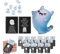 Glow in the Dark Mini Ghost Figures with Box, Mini Ghost Figures with BoxGlow in the Dark, Halloween MiniGhost FigureswithBox in 6 Designs Adn with 36 Thank You Cards (White-A)
