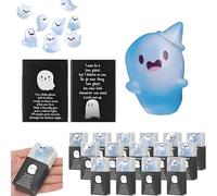 Glow in the Dark Mini Ghost Figures with Box, Mini Ghost Figures with BoxGlow in the Dark, Halloween MiniGhost FigureswithBox in 6 Designs Adn with 36 Thank You Cards (White-D)
