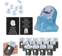 Glow in the Dark Mini Ghost Figures with Box, Mini Ghost Figures with BoxGlow in the Dark, Halloween MiniGhost FigureswithBox in 6 Designs Adn with 36 Thank You Cards (White-C)