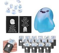 Glow in the Dark Mini Ghost Figures with Box, Mini Ghost Figures with BoxGlow in the Dark, Halloween MiniGhost FigureswithBox in 6 Designs Adn with 36 Thank You Cards (White-E)