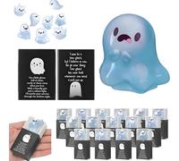 Glow in the Dark Mini Ghost Figures with Box, Mini Ghost Figures with BoxGlow in the Dark, Halloween MiniGhost FigureswithBox in 6 Designs Adn with 36 Thank You Cards (White- B)