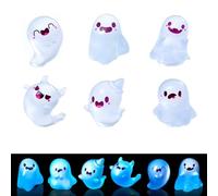 Glow in the Dark Mini Ghost Figurines, Night-Luminous Mini Ghost Figures, Halloween Figurines, Cute Scary Resin Spirit Statues for Spooky Garden, Haunted House, Outdoor Yard & Party Decor(6PCS Blue)