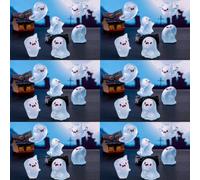 Glow in the Dark Mini Ghosts, Halloween Resin Ghost Figurines Decorations, Tiny Luminous Cute Miniature Ornaments Garden Accessories Micro Landscape Party Favors Outdoor Decor Small Statue(36PCS)