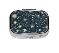 Glow in The Dark Mini Pill Box Metal Travel Medicine Organizer with 2 Compartments Pocket-Sized Pill Container
