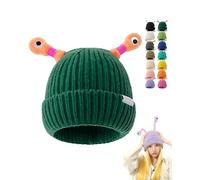 Glow in The Dark Monster Hat with LED Tentacles - Warm Soft Knit Beanie for Winter, Cute Halloween Christmas Costume Accessories for Kids Adults Family Outdoor Activities (Dark green)