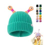 Glow in The Dark Monster Hat with LED Tentacles - Warm Soft Knit Beanie for Winter, Cute Halloween Christmas Costume Accessories for Kids Adults Family Outdoor Activities (Turquoise)