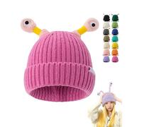 Glow in The Dark Monster Hat with LED Tentacles - Warm Soft Knit Beanie for Winter, Cute Halloween Christmas Costume Accessories for Kids Adults Family Outdoor Activities (Drak Pink)
