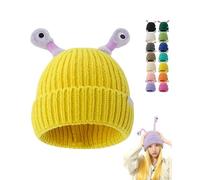 Glow in The Dark Monster Hat with LED Tentacles - Warm Soft Knit Beanie for Winter, Cute Halloween Christmas Costume Accessories for Kids Adults Family Outdoor Activities (Yellow)