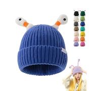 Glow in The Dark Monster Hat with LED Tentacles - Warm Soft Knit Beanie for Winter, Cute Halloween Christmas Costume Accessories for Kids Adults Family Outdoor Activities (Blue)