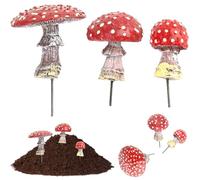 Glow in the Dark Mushrooms 1 Set Artificial & Realistic Mushroom Statue Weather-Resistant Resin Mushroom Figurines with Stake, Mushroom Decor for Bonsai, Garden, Outdoor, Style 1 Mushroom Decor Mushro