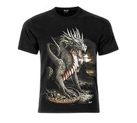 Glow In The Dark New Men/Women Wild T-Shirt Black Dragon/Castle Gothic Skulls Unisex Print on Both Side M-XL