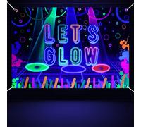 Glow in the Dark Party Backdrop, Lets Glow Backdrop, Neon Glow Banner for Let Glow in the Dark Party Decorations, Glow Neon Theme Birthday Party Supplies, 180x120cm Glow Party Backdrop