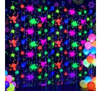 Glow in the Dark Party Supplies，2 Pack Neon Party Backdrop（3.3x6.6ft）