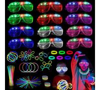 Glow in the Dark Party Supplies, 62PCS LED Light up Party Favors 50 Glow Sticks Party Packs 12 Light up Glasses, Light up Toys Party Bag Fillers for Kids Adults Rave Halloween Christmas Party Decor