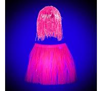 Glow in the Dark Party Supplies - Hot Pink Neon Skirt Glow in the Dark Hair for Neon Accessories Costume Party Birthday Celebration Halloween Dress