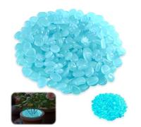 Glow in The Dark Pebbles 200pcs Blue Glowing Rocks for Outdoor Decor Garden Lawn Yard Fish Tank Aquarium Pathway Walkway Landscaping Potted Plant DIY Crafts Luminous Stones by Light or Solar