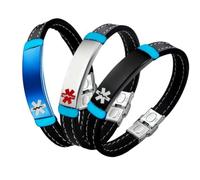 Glow in the Dark Personalisdd Medical Alert ID Bracelet, Glowing Custom Medic Info Awareness Engraved Stitching Line Silicone Wristband, Customised Meds Identification ICE Jewellery, Aid Bag Included