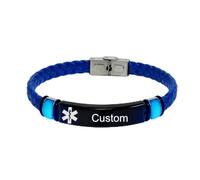 Glow in the Dark Personalised Engravable Medical Alert Bracelets Penicillin/Foods Allergy Awareness Wrap Leather Bracelet Alarm Jewellery, Custom Emergency ICE Meds ID for Men Women