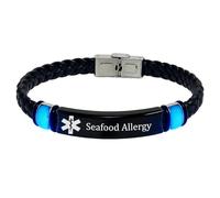Glow in the Dark Personalised Engravable Medical Alert Bracelets Penicillin/Foods Allergy Awareness Wrap Leather Bracelet Alarm Jewellery, Custom Emergency ICE Meds ID for Men Women