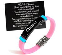 Glow in The Dark Personalised ID Bracelet & Uplifting Card Set - Custom Engraved Gift for Loved Ones, Name/Date/Message Engraved Bangle for Men Women, Luminous Keepsake Jewellery for Family Friends