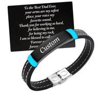 Glow in The Dark Personalised ID Bracelet & Uplifting Card Set - Custom Engraved Gift for Loved Ones, Name/Date/Message Engraved Bangle for Men Women, Luminous Keepsake Jewellery for Family Friends