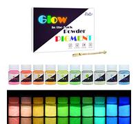 Glow in The Dark Pigment Powder - 10 Colour x 20g Epoxy Resin Colour Pigment Dyes for DIY Colouring Kit - Luminous Skin Safe Self Glowing for Acrylic Paint, Nail Art, Painting, Crafts - 200g