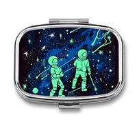 Glow in The Dark Pill Box Cute Square Pill Case Portable Medicine Tablet Vitamin Holder Organizer for Purse Pocket