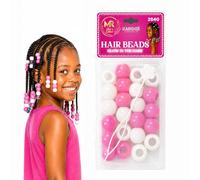 Glow in the Dark Pony Beads Bracelet Set - Multicolour Plastic Barrel Beads for Bracelets, Necklaces, Hair Braids, Keychains & Jewellery Making (White&Pink)