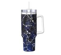 Glow in The Dark Print 40oz with Straw and Lid, Stainless Steel Double Wall Vacuum Insulated Coffee Mug for Hot and Cold Coffee, Travel Mug with Handle
